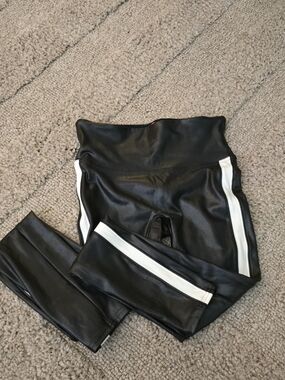 SPANX Black Leggings with Red Brand Tag